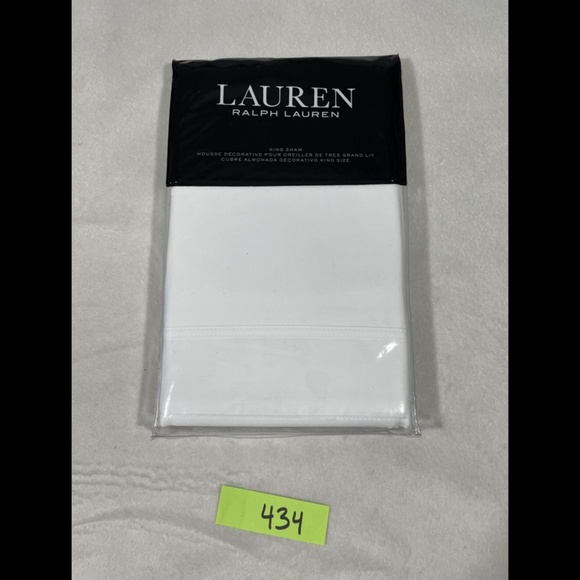 NIB Lauren Ralph Lauren Spencer Cotton Sateen Border King Sham‎ - Picture 2 of 12